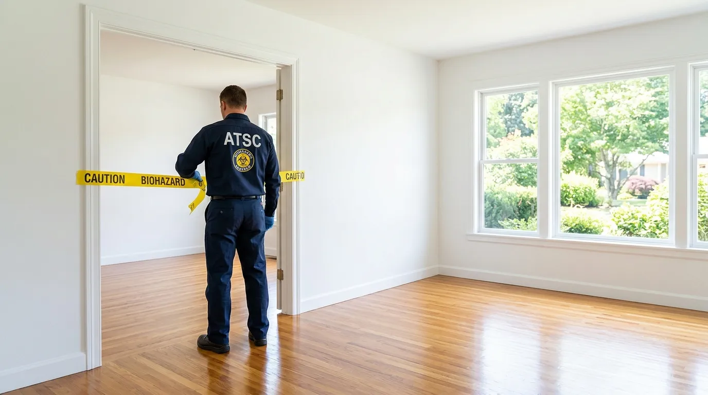 Certified biohazard cleanup crew performing Trauma Scene Cleanup in Lacy-Lakeview